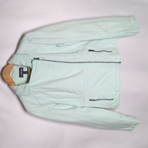 Itsdenim Women's Mint Green Cotton Denim Moto Biker Jacket - Size 8